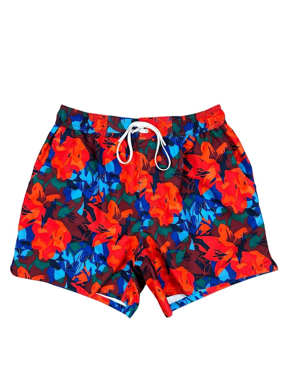 2(X)IST Floral Swim Trunks Red/Maroon/Blue/Green — Size Large